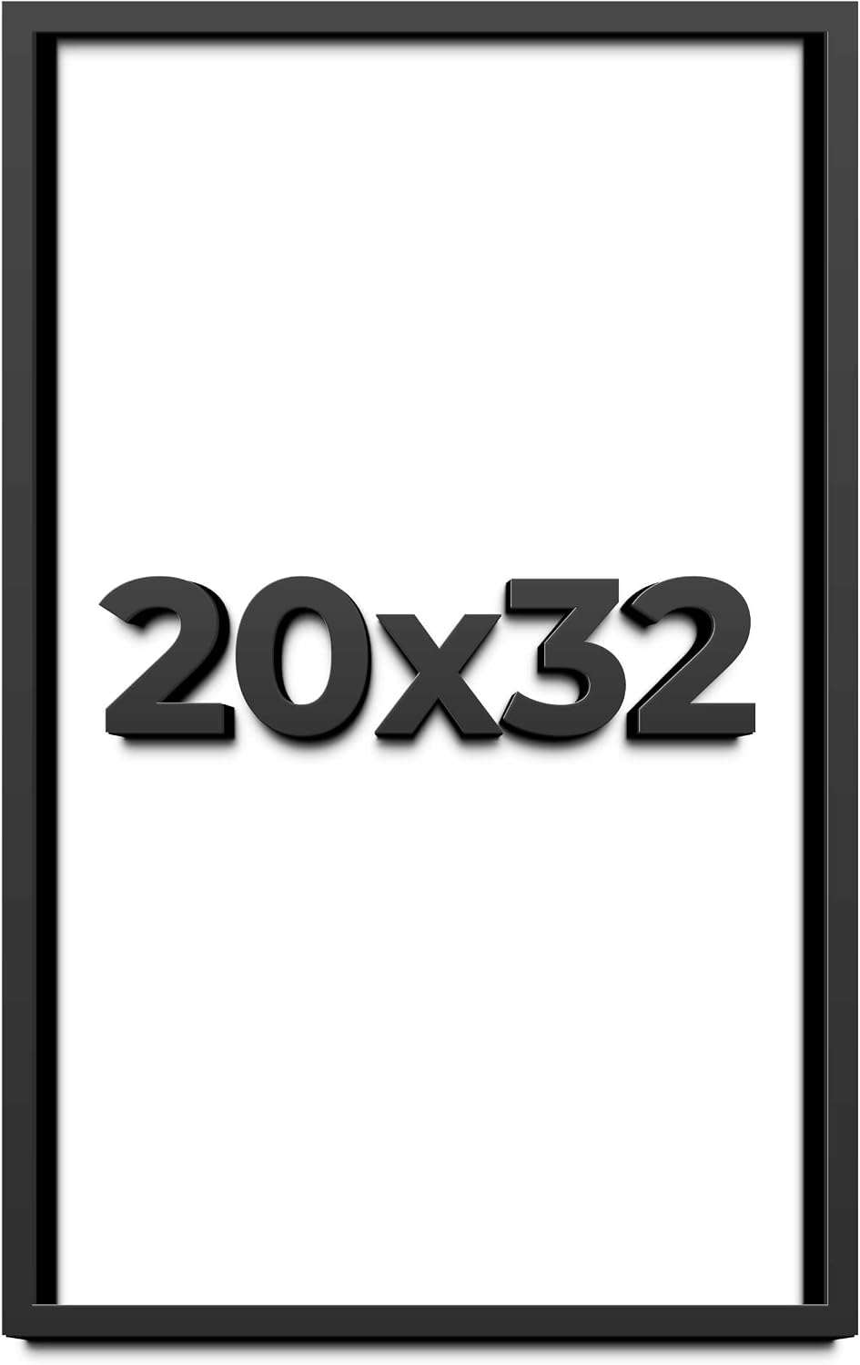 20x32 Shadow Box Black Solid Wood Display Frame with White Acid-Free Backing UV Acrylic & Hanging Hardware - with 3/4' Usable Depth
