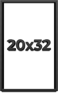 20x32 Shadow Box Black Solid Wood Display Frame with White Acid-Free Backing UV Acrylic & Hanging Hardware - with 3/4' Usable Depth