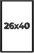26x40 Shadow Box Black Solid Wood Display Frame with White Acid-Free Backing UV Acrylic & Hanging Hardware - with 3/4' Usable Depth