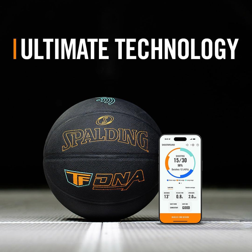 Spalding TF DNA Smart Basketball with Training App & 1-Year Subscription, Indoor/Outdoor Basketball, Tracks Shooting Performance & Training Metrics