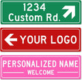 Custom Street Sign with Directional Arrow, Double Sided/Reflective Option, 36''x12'', Personalized Road Address Large Metal Sign, Customize for Business, Office, Outdoor, Home, Delivery
