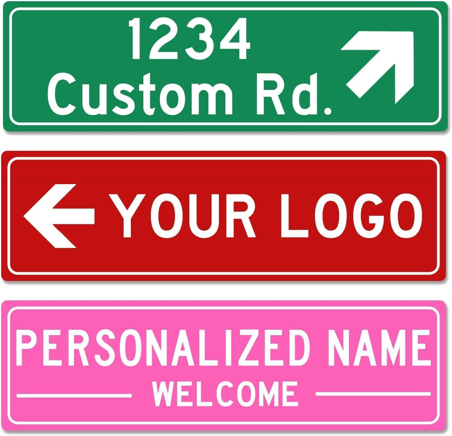 Custom Street Sign with Directional Arrow, Double Sided/Reflective Option, 36''x12'', Personalized Road Address Large Metal Sign, Customize for Business, Office, Outdoor, Home, Delivery