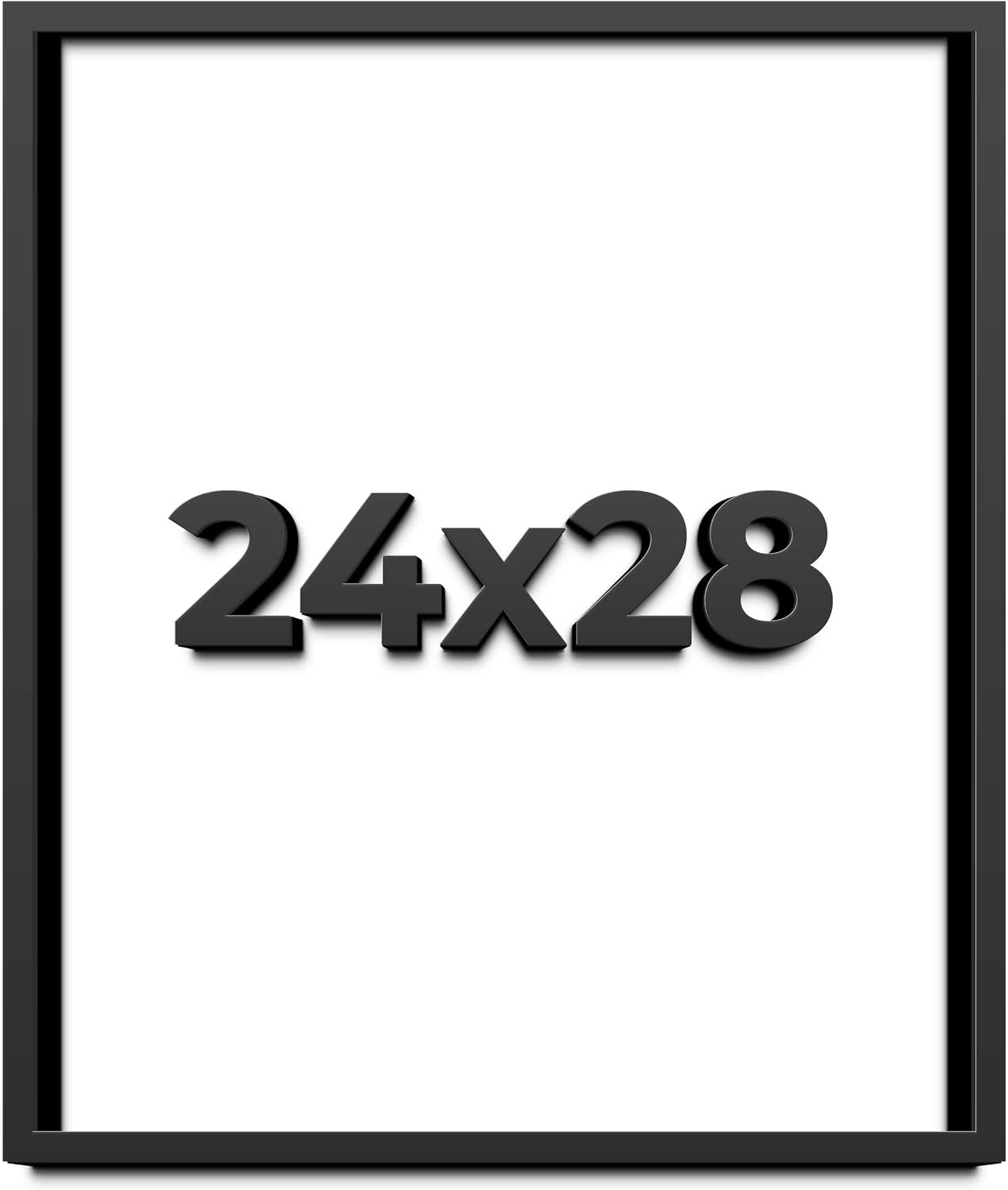 24x28 Shadow Box Black Solid Wood Display Frame with White Acid-Free Backing UV Acrylic & Hanging Hardware - with 3/4' Usable Depth