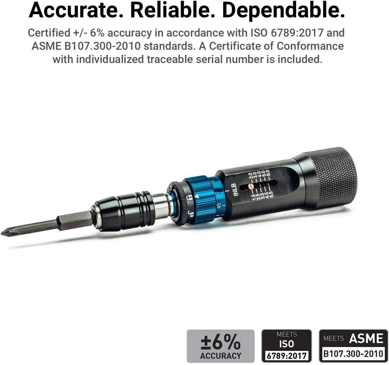 Capri Tools Ultra Precision Certified Torque Limiting Screwdriver Set, 1.5 to 6 in. lbs. in 0.05 in. ib. Increments