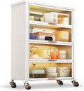 White Bakers Rack with 4 Layers, Kitchen Storage Cabinet & Microwave Stand, Coffee Bar Station for Home, Office, Pantry & Garage - 80cm/31in, Space-Saving Design