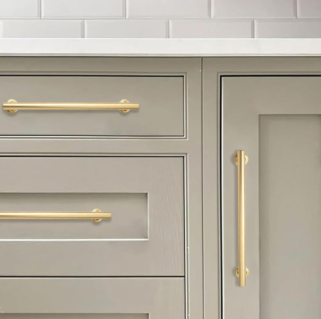 khtumeware 3-Pack Appliance Handle Pull Brushed Gold Heavy-Duty Solid Cabinet Pulls,12Inch(305mm) Hole Center,Drawer Pulls Square pulls Cabinet Hardware Kitchen Bathroom Dressing Table,