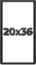 20x36 Shadow Box Black Solid Wood Display Frame with White Acid-Free Backing UV Acrylic & Hanging Hardware - with 3/4' Usable Depth
