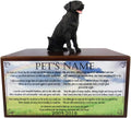 Wooden Pet Urns for Dogs with Black Labrador Figurine & Poem Beyond The Rainbow | Personalized Dog Memorial Urn for Ashes | Medium Paulownia Pet Urn for Lab | Pet Memorial | Conversation Concepts