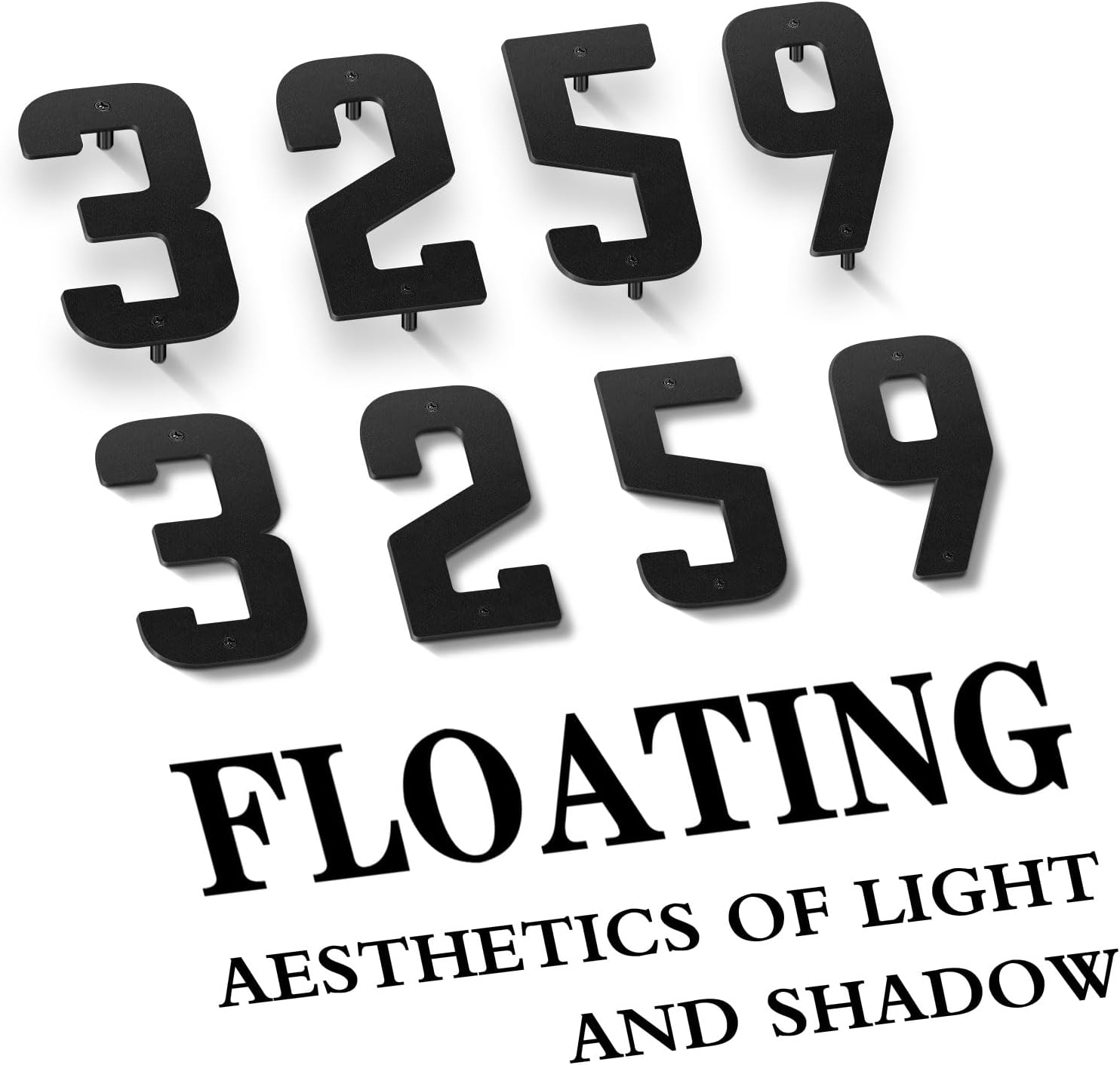 28 Inch Floating Aluminum House Numbers, House Address Numbers Letters for Outside, Modern Metal Black Address Number Letters for Door Home Office Apartment Garden (Arrow)