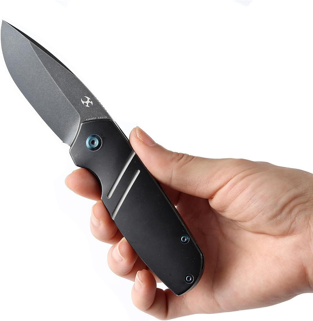 KANSEPT Turaco Pocket Folding Knives for Men EDC Camping Folding Knife 2.85'' CPM-S35VN Material Pocket Folding Knife with Bronze Anodized Titanium Handle Everyday Carry K2049A2