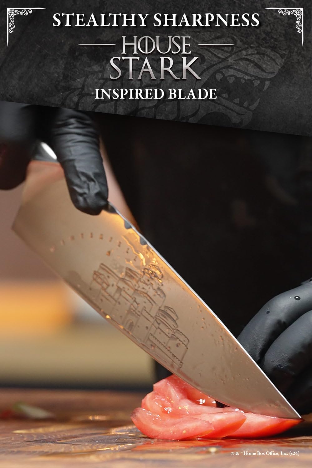 Dalstrong Game of Thrones House Stark 8' Chef Knife — German X50CRMOV15 Steel, Collecion Edition, G-10 Handle — Officially Licensed — For GoT Fans, Collectors & Real Kitchen Use