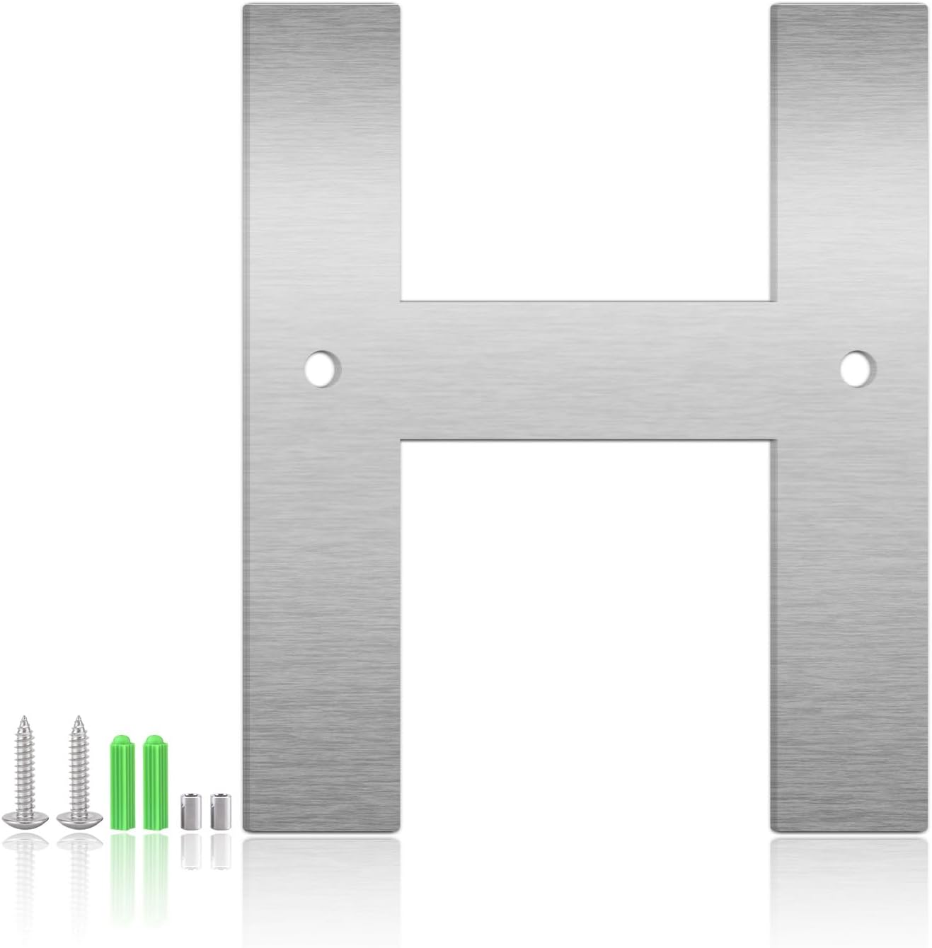 28 Inch Floating House Numbers and Metal Letters for Outdoor Signs, Modern 304 Stainless Steel Silver Address Numbers for Home, Apartment, and Garden Decor (Letter H)