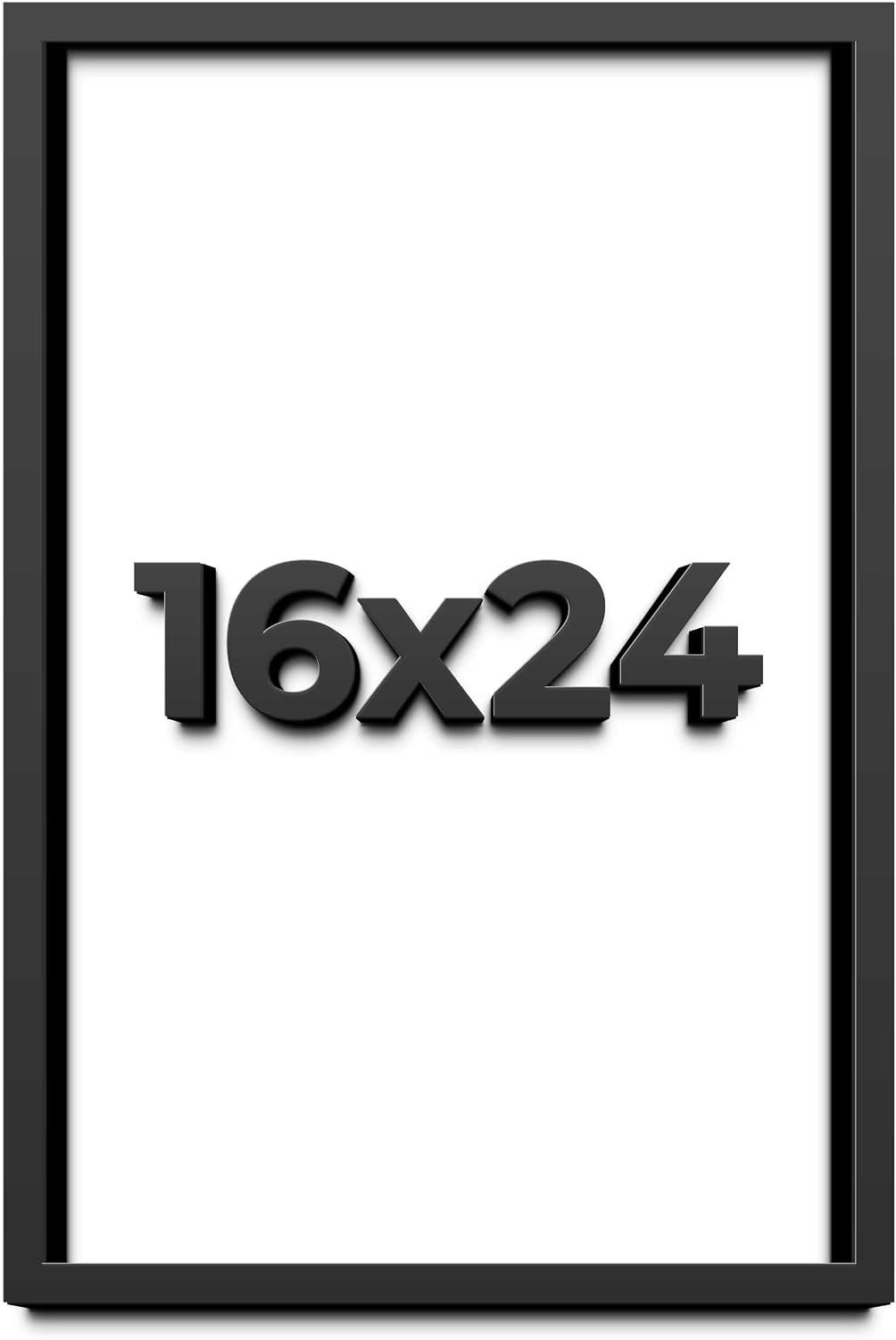 16x24 Shadow Box Black Solid Wood Display Frame with White Acid-Free Backing UV Acrylic & Hanging Hardware - with 3/4' Usable Depth