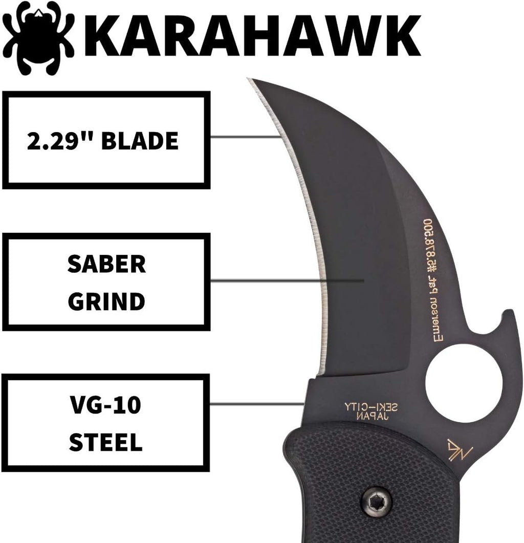 Spyderco Karahawk Folding Pocket Knife with 2' VG-10 Steel Blade and G-10 Handle - EDC Knife for Men and Women, Perfect for Hunting, Tactical, Camping, Survival, Hiking - PlainEdge - C170GBBKP