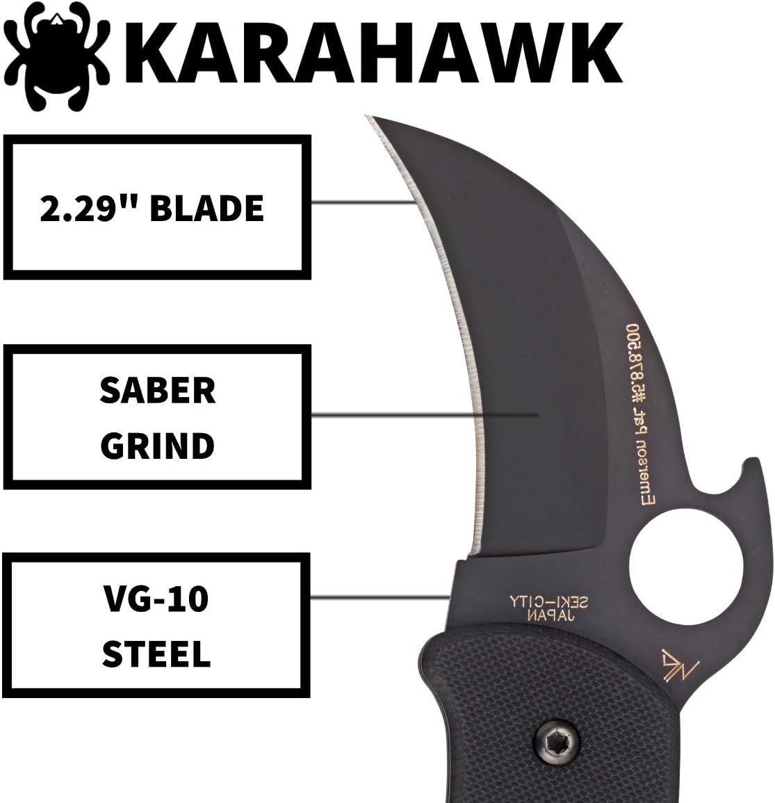 Spyderco Karahawk Folding Pocket Knife with 2' VG-10 Steel Blade and G-10 Handle - EDC Knife for Men and Women, Perfect for Hunting, Tactical, Camping, Survival, Hiking - PlainEdge - C170GBBKP