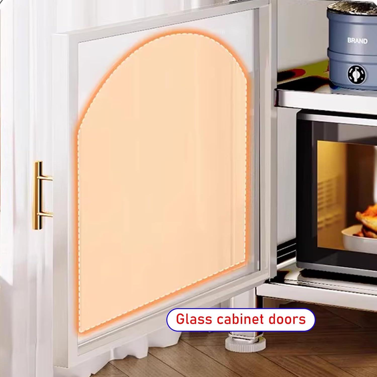 JKGHK Kitchen Pantry Cabinet Buffet with Drawer Storage, 72.8in Microwave Stand with 3 Adjustable Levels, Standing Bakers Racks with Glass Doors, for Dining Room(White,80cm/31.4in)