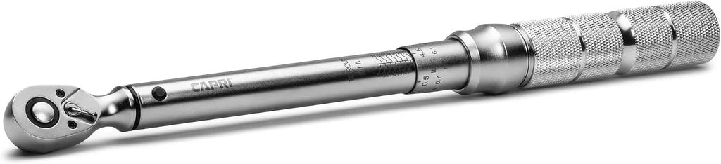 Capri Tools 31201 15-75 Foot Pound Industrial Torque Wrench Drive, 3/8' Drive, Matte Chrome