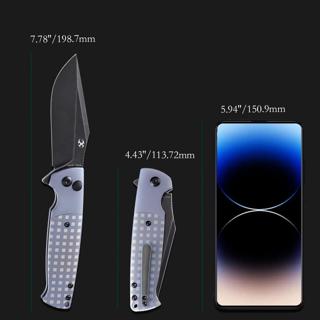 KANSEPT Shikari SBL Pocket Folding Knife, 3.35'' Black Stonewashed