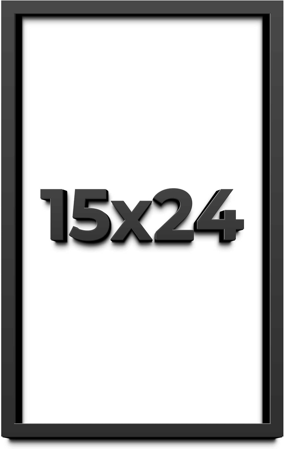 15x24 Shadow Box Black Solid Wood Display Frame with White Acid-Free Backing UV Acrylic & Hanging Hardware - with 3/4' Usable Depth