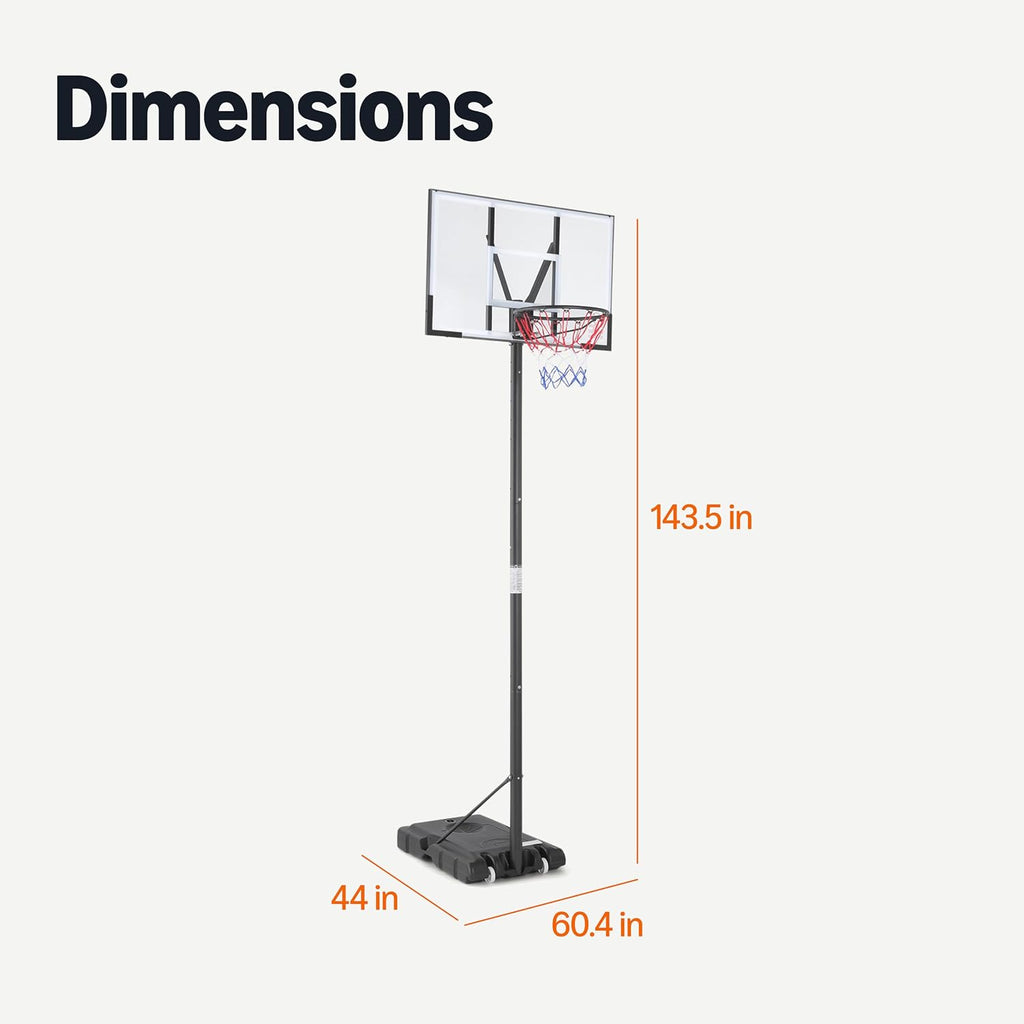 Amazon Basics Portable Basketball Hoop Outdoor Goal System, 4.75-10ft Adjustable