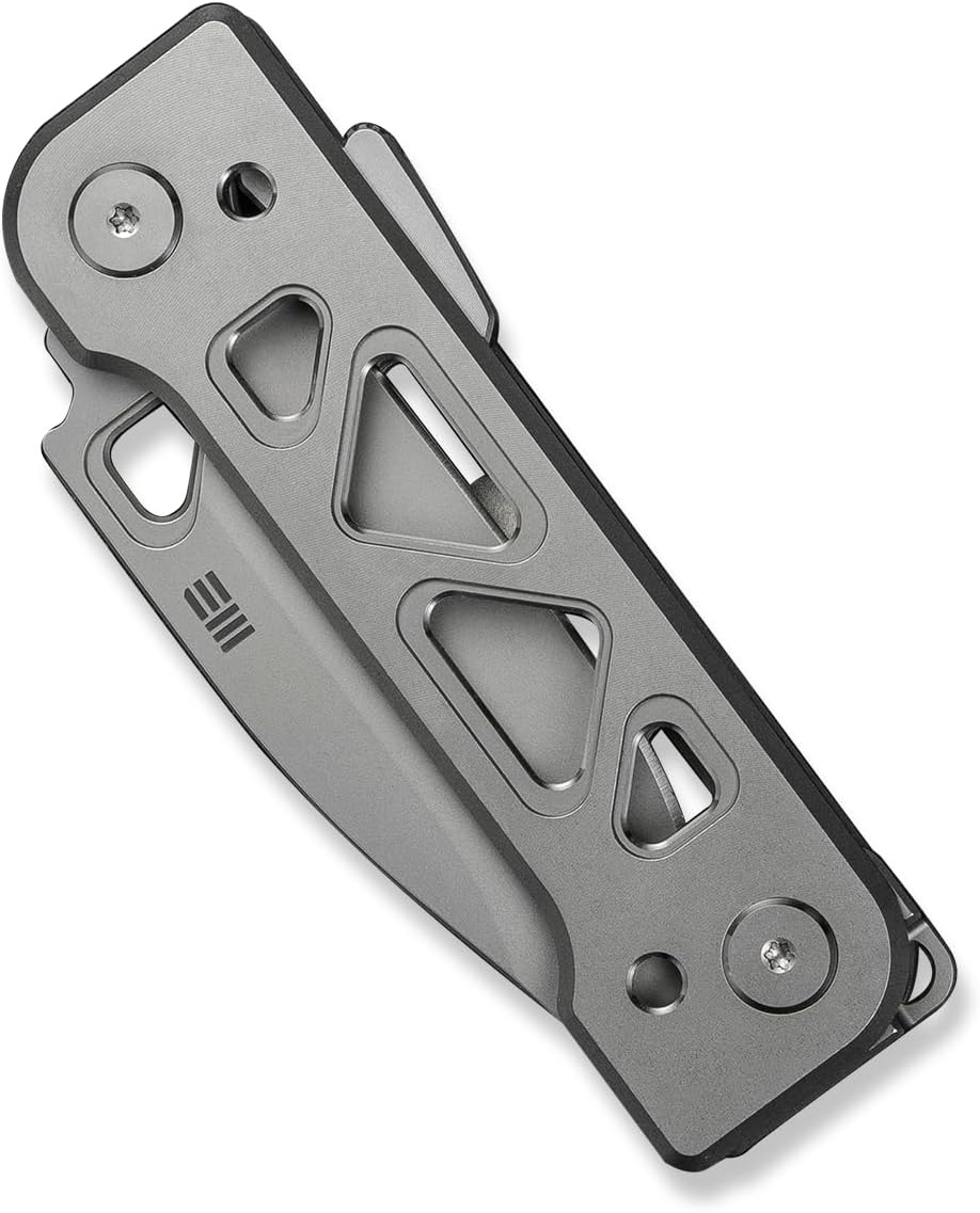 WeKnife Tyro Pocket Knife for Men, Superlock Folding Knife with 4-position Pocket Clip, 2.91' CPM 20CV Steel Blade 6AL4V Titanium Handle, Designed by Snecx Tan WE24001-2 (Gray)