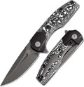 KANSEPT Cassowary Pocket Folding Knives for Men EDC Pocket Knife 2.9'' Grey TiCn Coated and Stonewashed CPM S35VN Blade with Black Anodized Titanium Black White Nebula Carbon Fiber Handle K2065B2