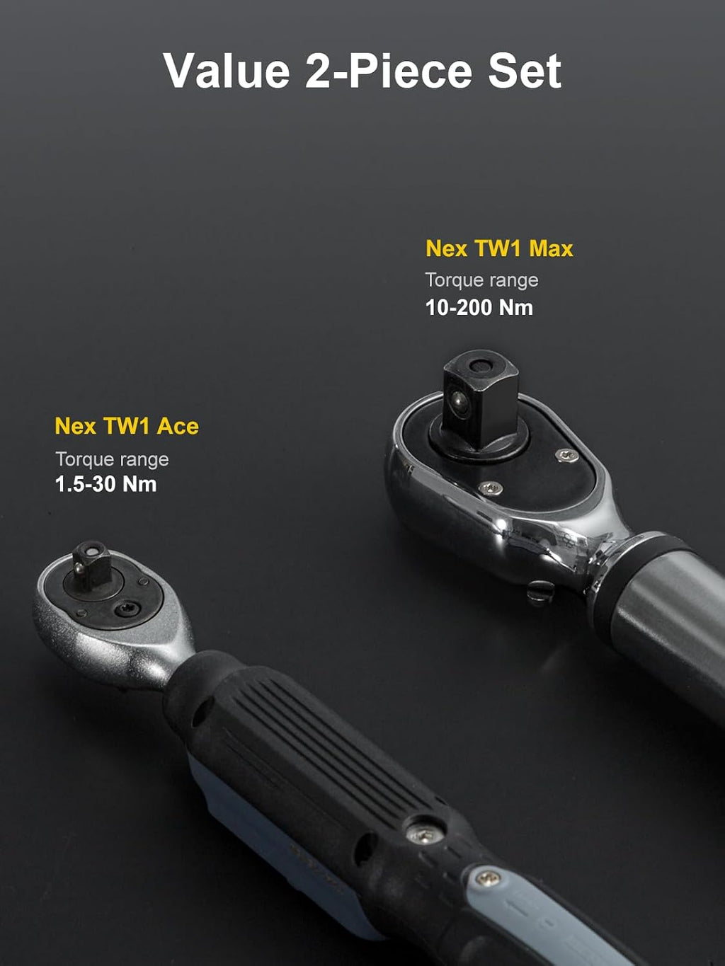GROWNEER Digital Torque Wrench Set, 1/4' Drive 1.1-22.1 Ft-lbs/1.5-30Nm & 1/2'' Drive 7.38-147.5 Ft-lbs/10-200Nm Electronic Torque Wrench Combo with Buzzer & LED Indicator for Motor Car Repair