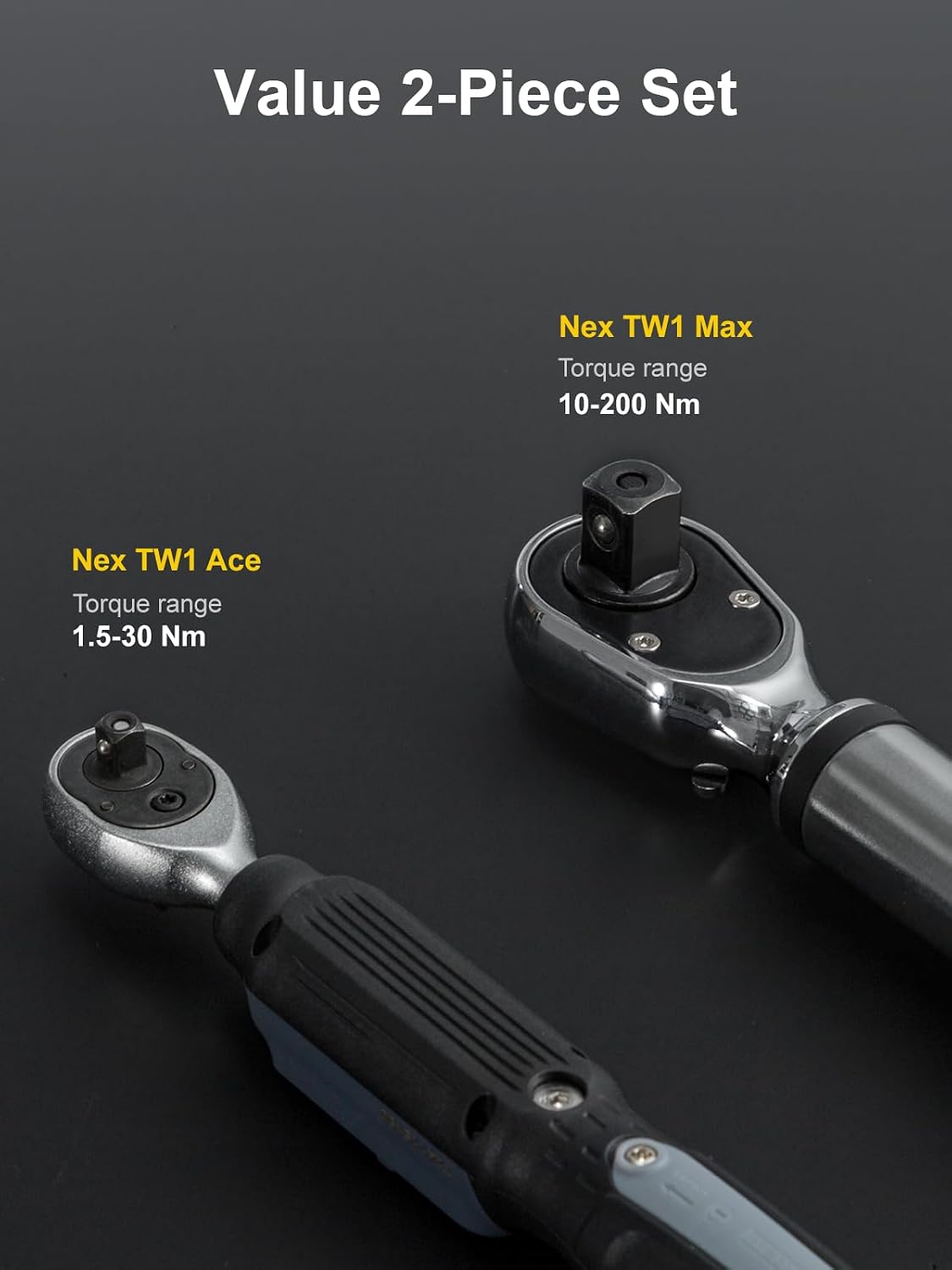 GROWNEER Digital Torque Wrench Set, 1/4' Drive 1.1-22.1 Ft-lbs/1.5-30Nm & 1/2'' Drive 7.38-147.5 Ft-lbs/10-200Nm Electronic Torque Wrench Combo with Buzzer & LED Indicator for Motor Car Repair