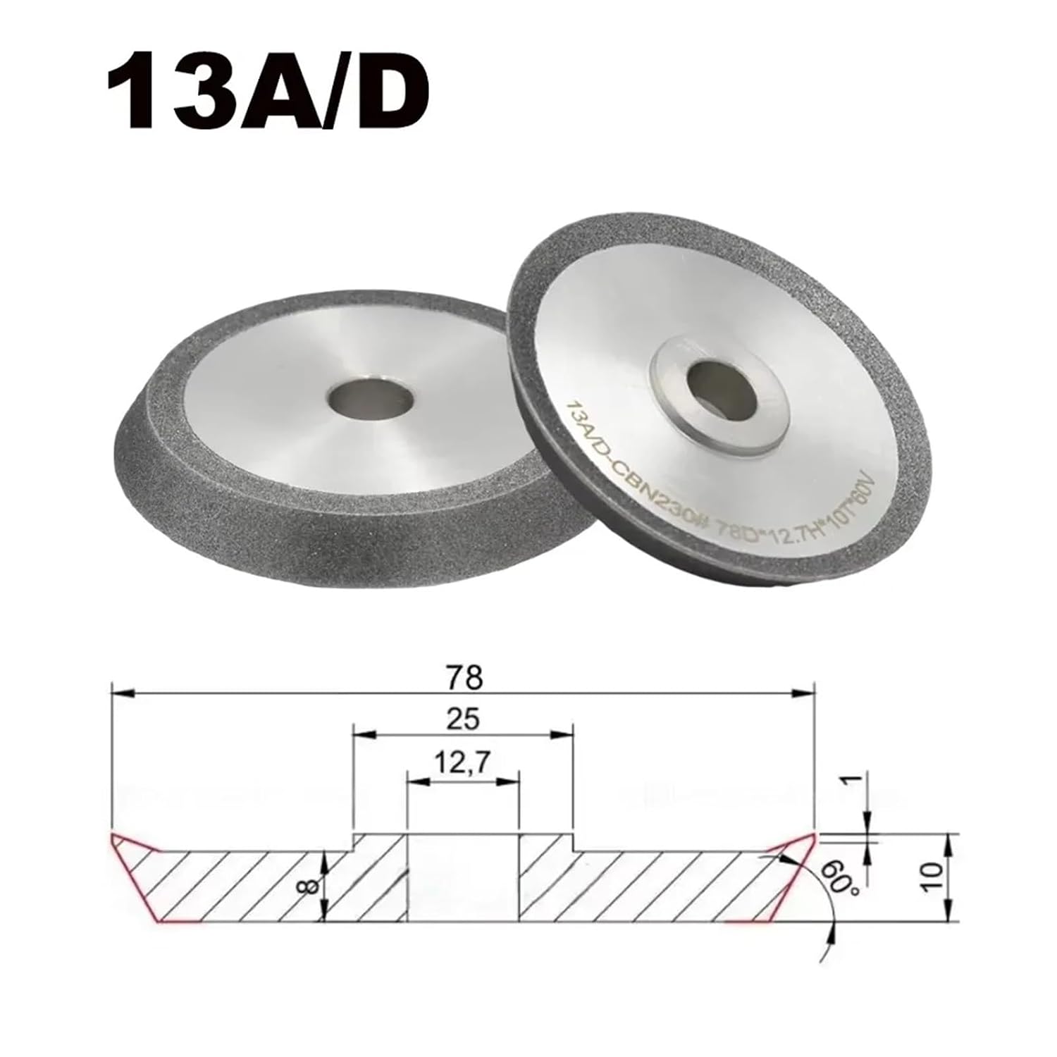 1pc CBN Grinding Wheel MR-X3 X1 Diamond 78mm MR-13B MR-20G MR-13D HSS Tungsten Grinder CBN230 SDC230 Drill Bit Sharpener(CBN230,MR-13A D)