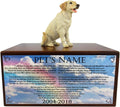 Wooden Pet Urns for Dogs with Yellow Labrador Figurine & Poem Lend Me A Puppy | Personalized Dog Memorial Urn for Ashes | Medium Paulownia Pet Urn for Lab | Pet Memorial | Conversation Concepts