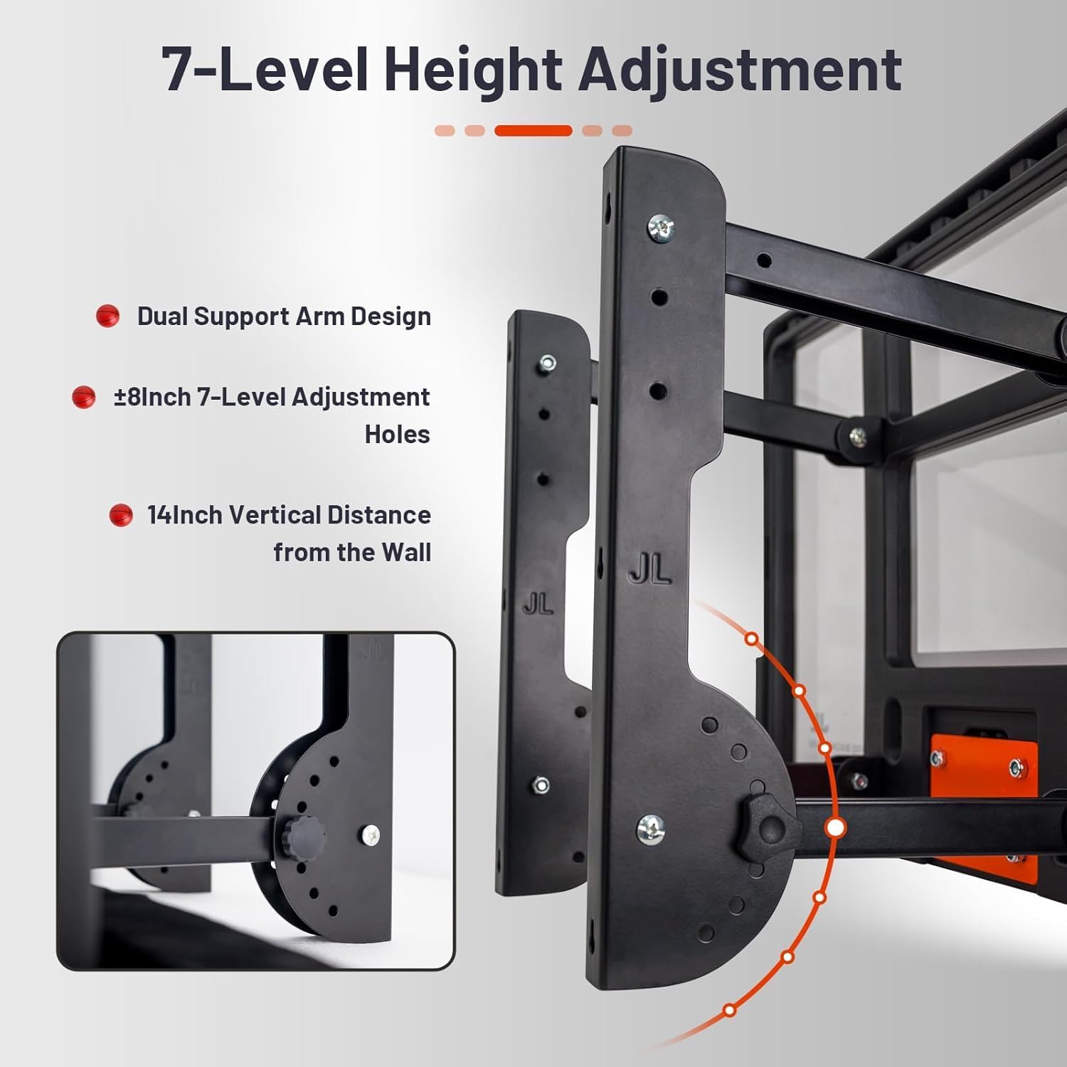 Efficraft Mini Basketball Hoop, Adjustable Indoor Wall Mount, Silent Ball | 7 Level Adjustable Height, Quiet&Bounce Dual Ball Set, Shatter Resistant pc Backboard, Spring Metal Rim, Metal Bracket