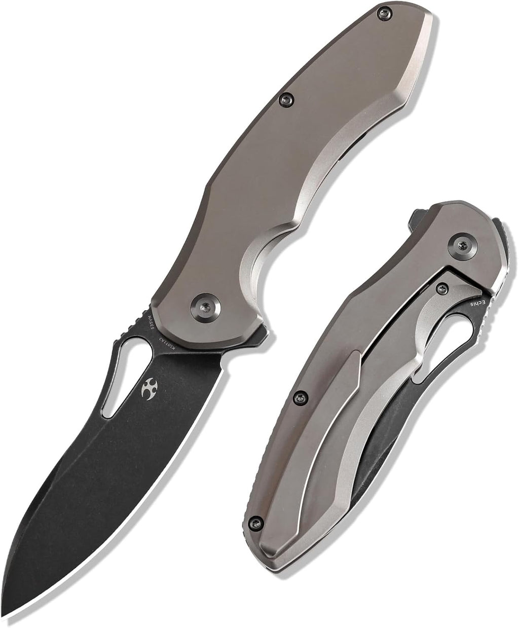 KANSEPT Echis Pocket Folding Knives for Men Women Camping Hiking Folding Knife 3.45'' Black Stonewashed CPM S35VN Blade Pocket Knife with Bronze Anodized Titanium Handle Everyday Carry K1071A2