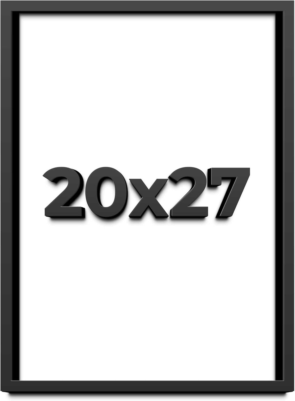 20x27 Shadow Box Black Solid Wood Display Frame with White Acid-Free Backing UV Acrylic & Hanging Hardware - with 3/4' Usable Depth