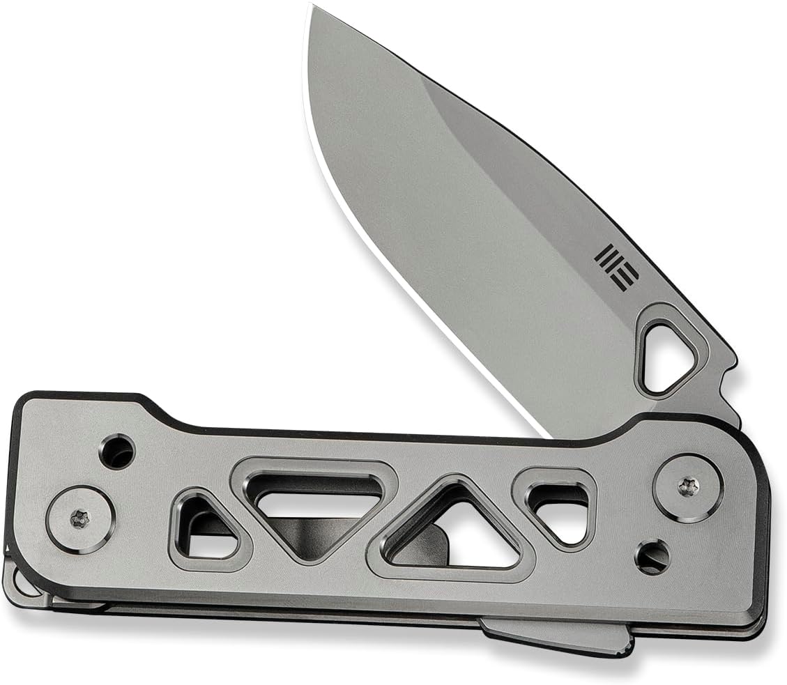 WeKnife Tyro Pocket Knife for Men, Superlock Folding Knife with 4-position Pocket Clip, 2.91' CPM 20CV Steel Blade 6AL4V Titanium Handle, Designed by Snecx Tan WE24001-2 (Gray)