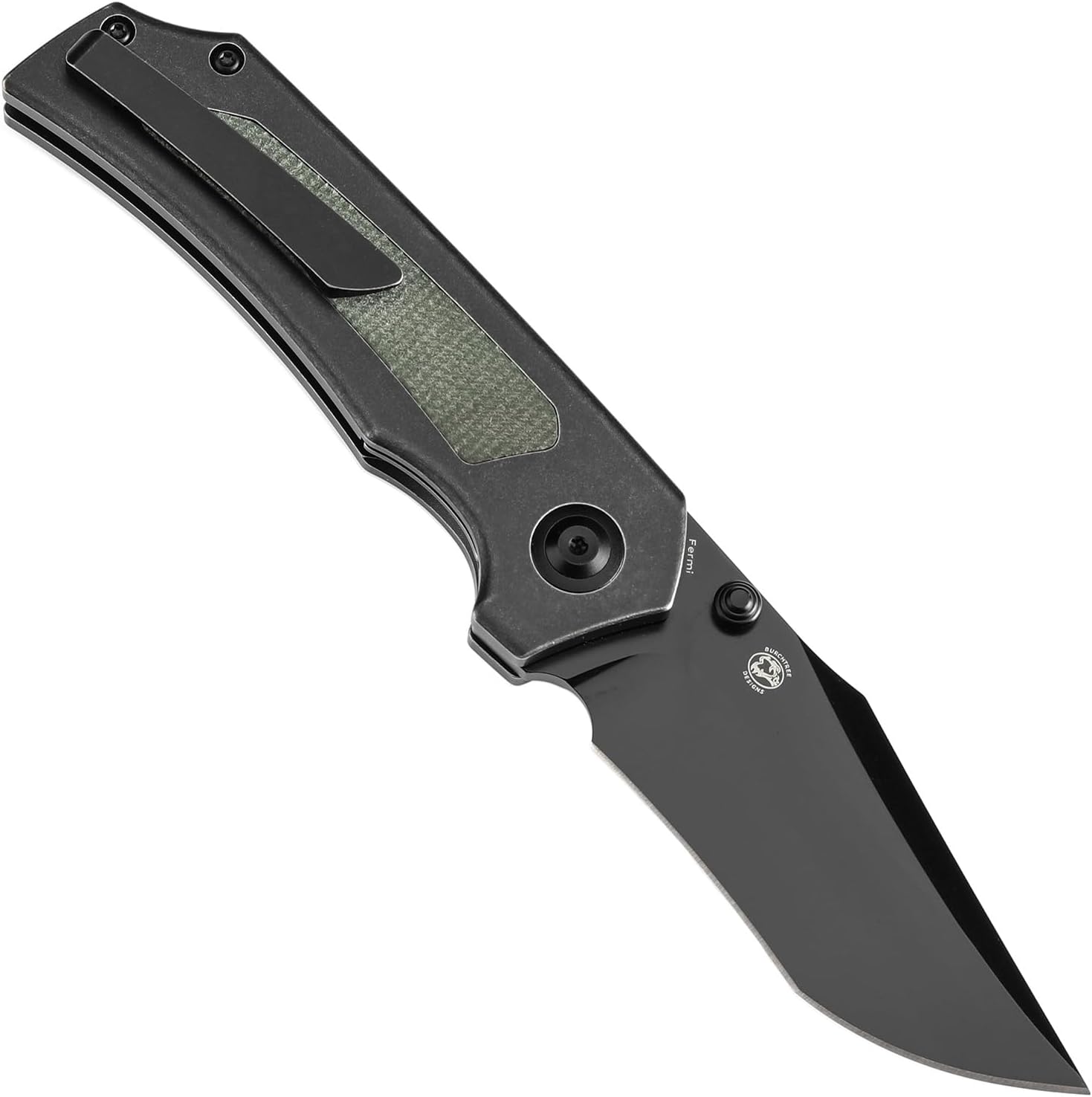 KANSEPT Fermi Pocket Folding Knives for Men Women Camping Hiking Folding Knife 3.11'' Blackwash CPM 20CV Blade EDC Knife with Green Micarta Titanium Handle Everyday Carry K1122A1