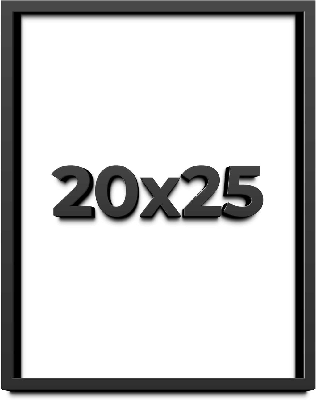 20x25 Shadow Box Black Solid Wood Display Frame with White Acid-Free Backing UV Acrylic & Hanging Hardware - with 3/4' Usable Depth