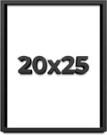 20x25 Shadow Box Black Solid Wood Display Frame with White Acid-Free Backing UV Acrylic & Hanging Hardware - with 3/4' Usable Depth