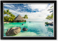 IPIC - 'Tropical Memories Personalized Framed Wall Art, Custom Beach Canvas Print with Name and Date on Rock, A Personalized Gift for Couple, Wedding, or Anniversary, Coastal Home Decor