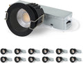 Aosclex 2 Inch 5CCT Anti-Glare LED Recessed Lights, IP65 Waterproof, 2700K-5000K Selectable, 8W 840LM CRI90+, Dimmable Canless Downlight with Jbox, ETL & FCC & Energy Star Certified（Black, 12 Pack）