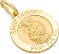 14k REAL Yellow Gold Religious Saint Anthony Medal Charm Pendant