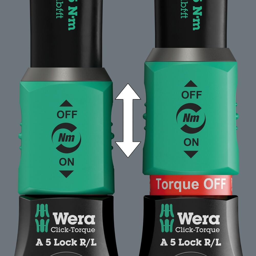 05075693001 Click-Torque Lock A 5 R/L Torque wrench, adjustable, Torque Lock function, square head insert (1/4'), clockwise/counterclockwise torque operation, 2.5-25 Nm, 1/4' x 2.5-25 Nm