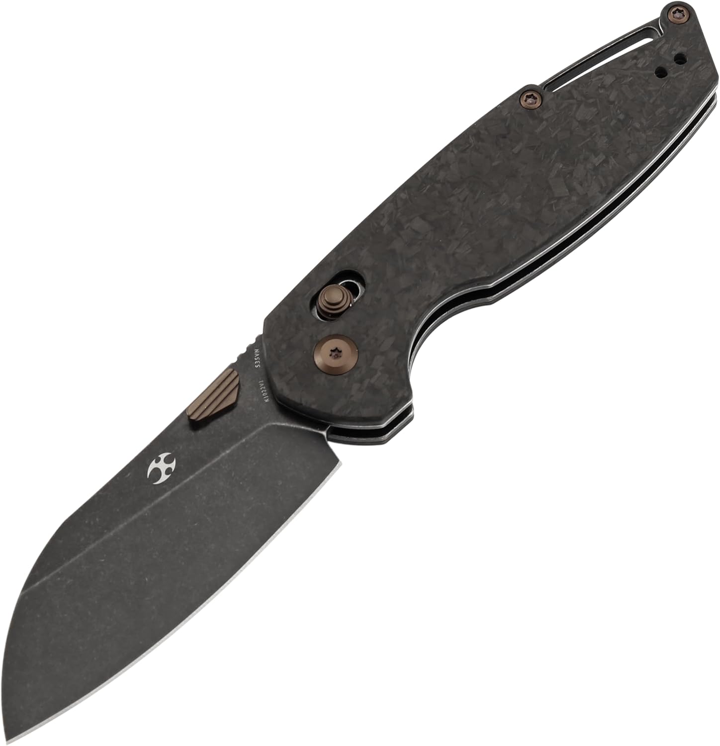 KANSEPT Model 6 Folding Knife, 3.1'' Blackwash CPM S35VN Sharp Blade, Shred Carbon Fiber Handle with Crossbar Lock, Thumb Stud Pocket Clip for EDC, Camping, Hiking K1022V1