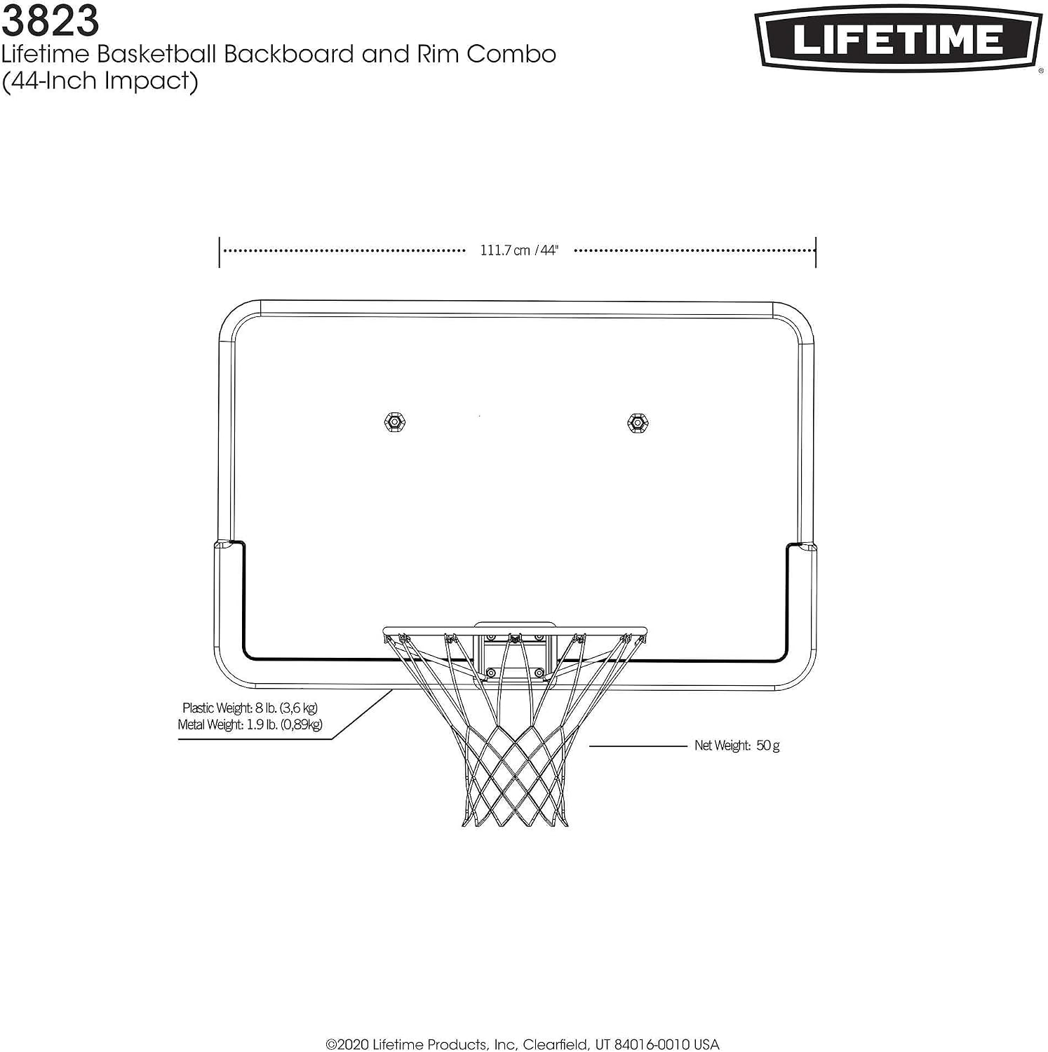 Lifetime 3823 44 in. Backboard Rim Combo