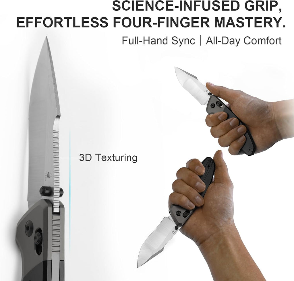 Kizer Staffi Pocket Knife, 3.32' S45VN Folding Knife with Black & Gray Titanium Handle, Clutch Lock EDC Knives with Reversible Pocket Clip for Men Women Ki3695A2