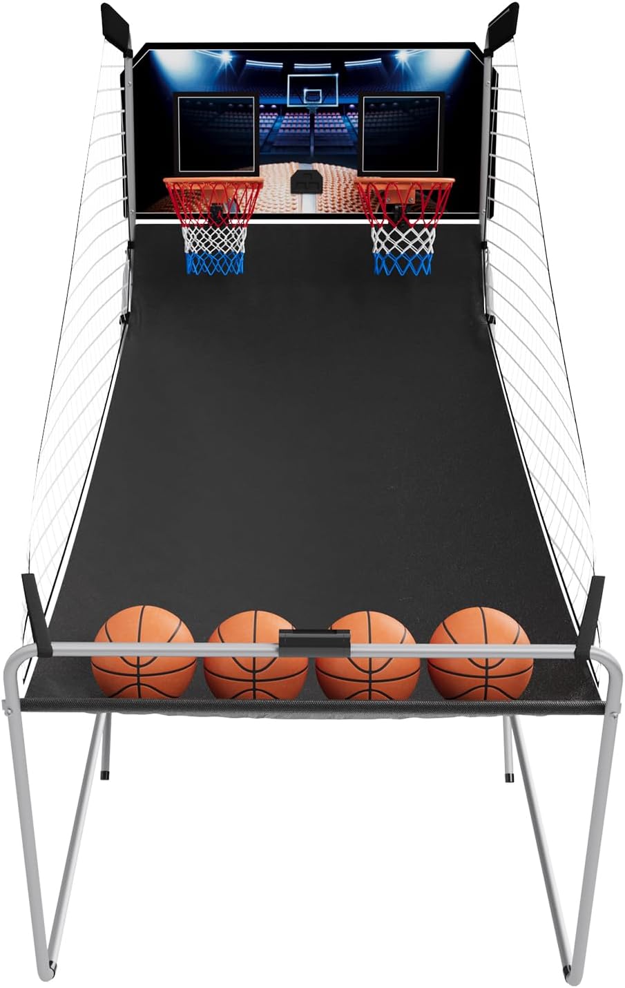 Arcade Basketball Game, Dual Shot Electronic Basketball Game with 8 Game Modes, LCD Score Display, and 4 Rubber Balls, Indoor Basketball Arcade Game for Home