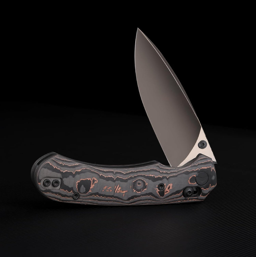Folding Pocket Knife, 3.31'' M390 Blade, Erogonomic Titanium Handle, Pocket Knife for Men, EDC Knife for Hunting, Outdoor Survival Fishing Hiking Camping Knives (Black&Brown)
