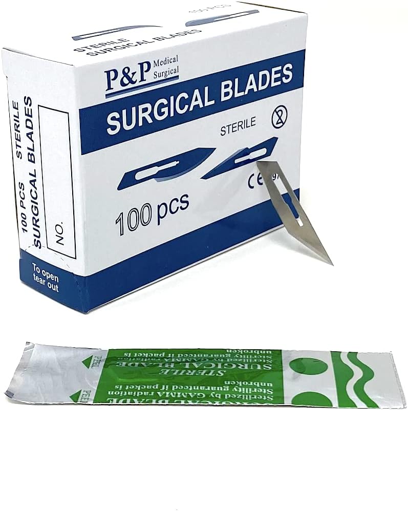 Disposable Surgical Scalpel Blades Sterile Size 10A High Grade Carbon Steel 2.1% 10xx Individually Foil Wrapped by P&P Medical Surgical (2500)