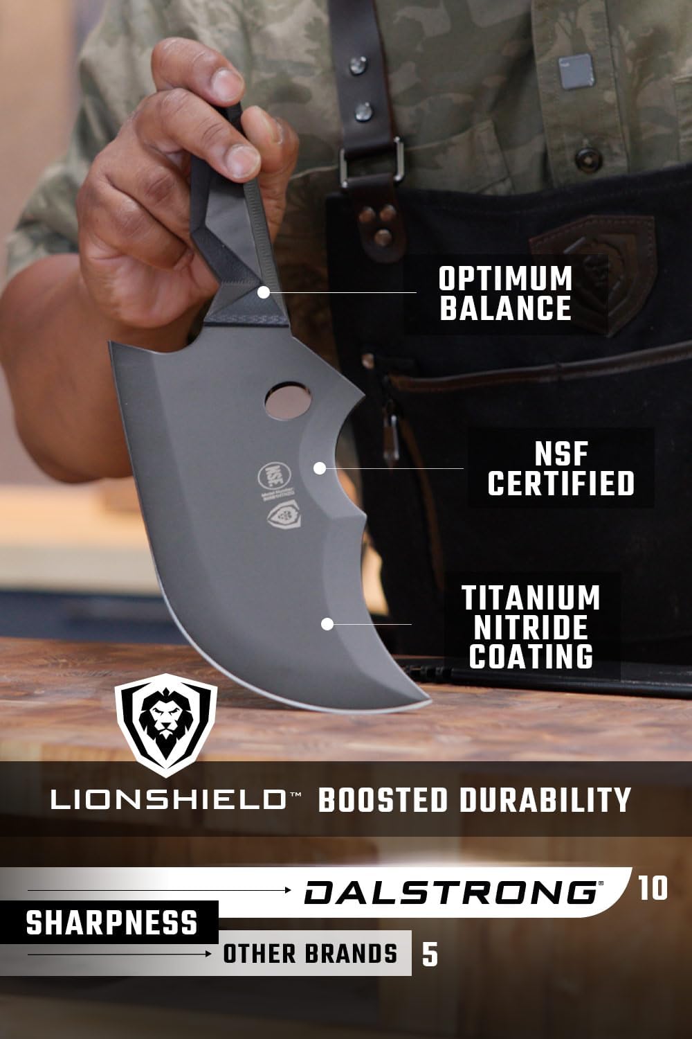 Dalstrong 9' Meat Cleaver - Shadow Black Series, Black Titanium Nitride Coated, High Carbon Vacuum Treated Steel, w/Sheath, Massive Razor Sharp Kitchen Knife Gift, NSF Certified