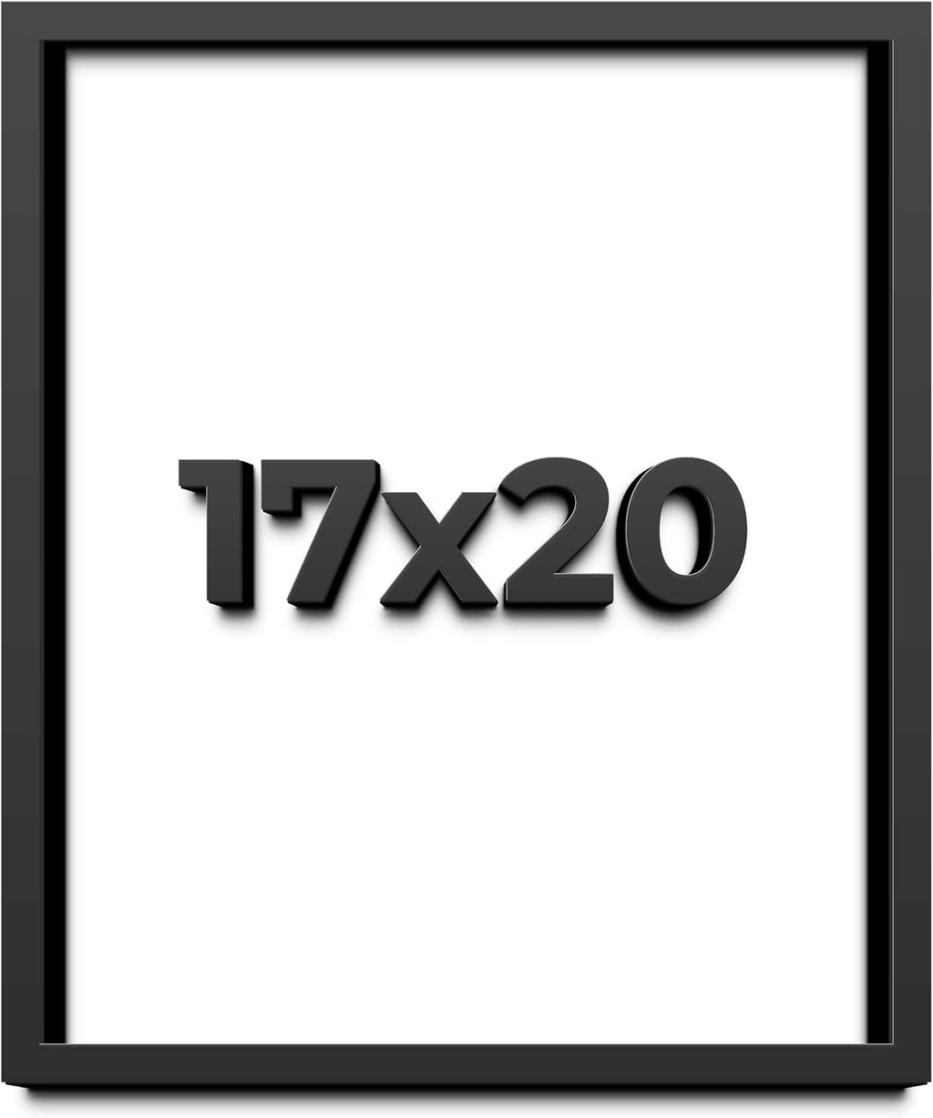 17x20 Shadow Box Black Solid Wood Display Frame with White Acid-Free Backing UV Acrylic & Hanging Hardware - with 3/4' Usable Depth