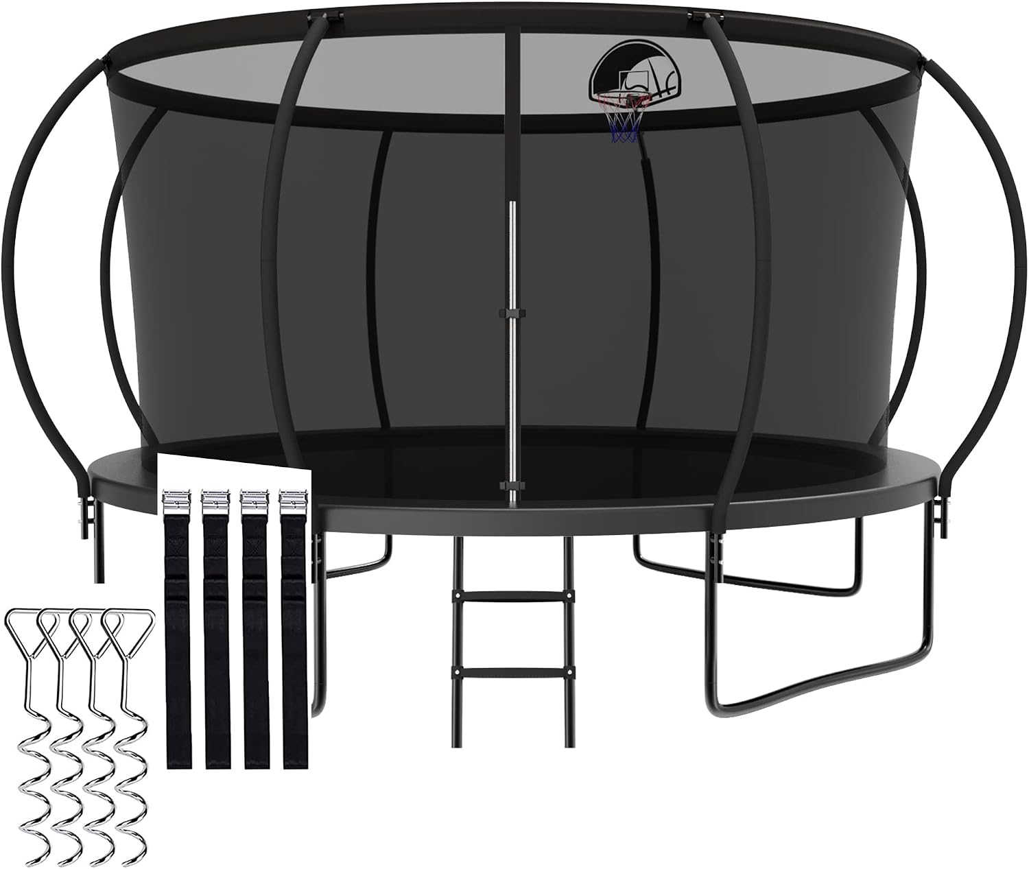 1500LBS Capacity No-Gap Design 8 10 12 14 15 16 FT Recreational Jumper with Enclosure Net, Wind Stakes & Basketball Hoop, ASTM Approved, Perfect for Kids & Adults Family Outdoor Backyard Fun